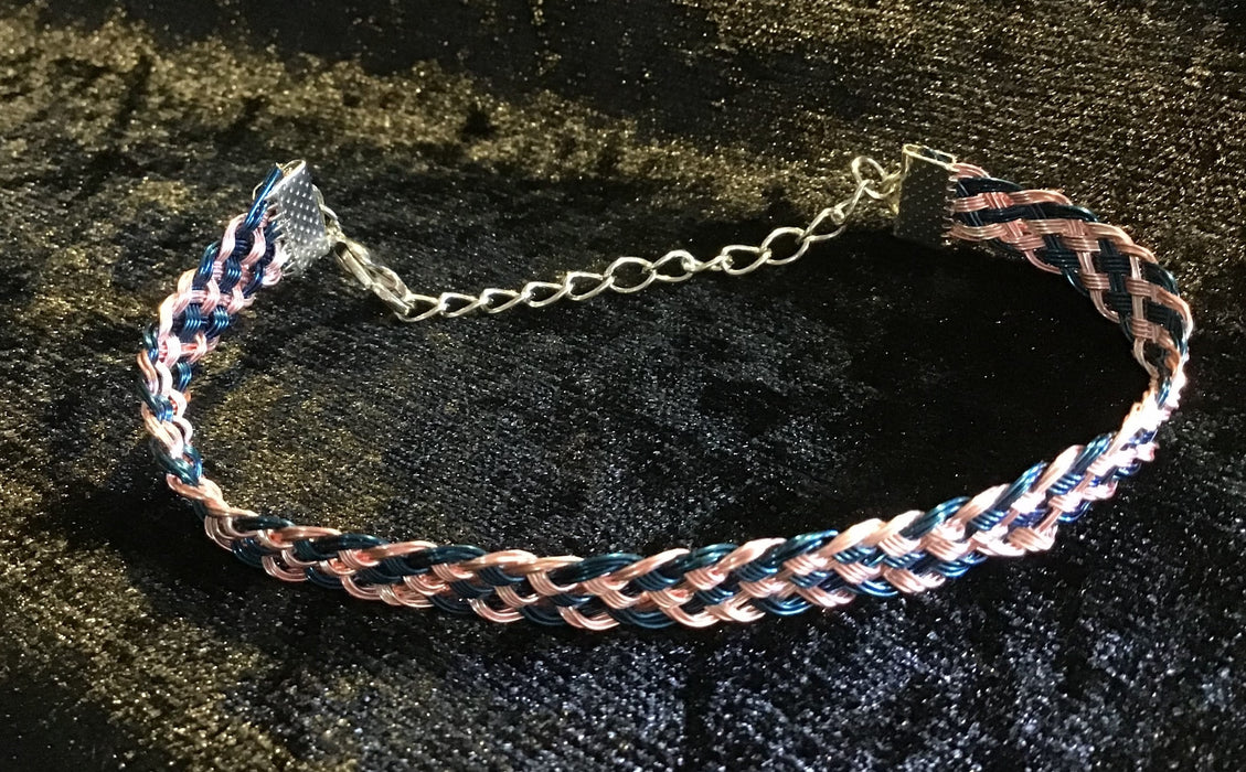 Handwoven wire Kumihimo adjustable colored bracelet.