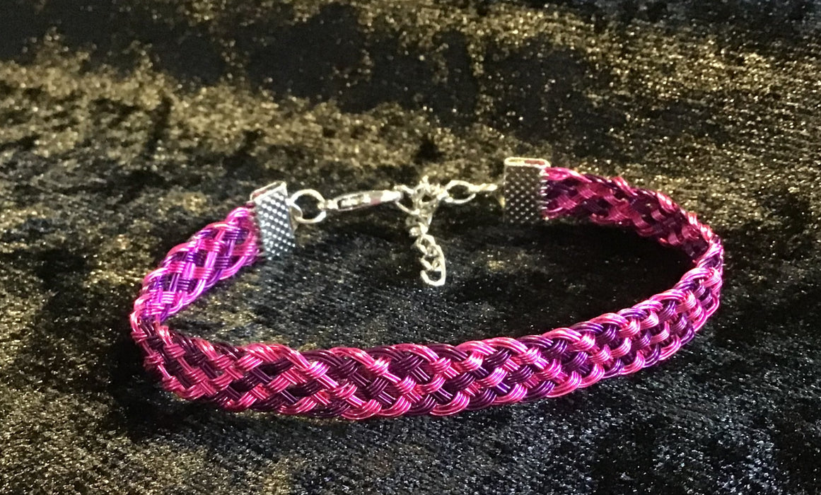 Hand woven wire Kumihimo adjustable colored bracelet.