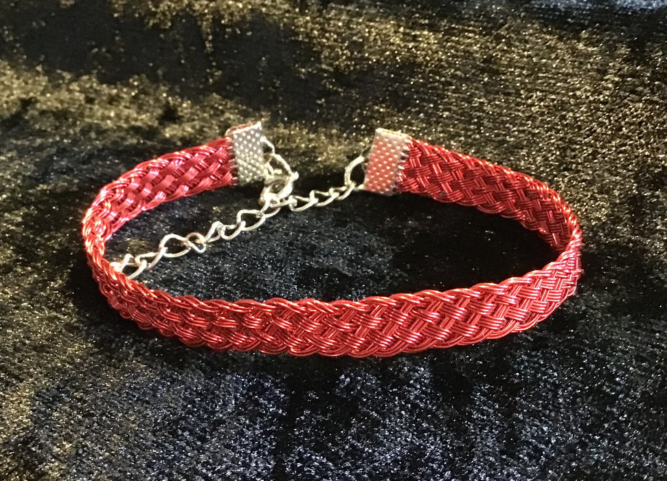 Hand woven wire Kumihimo adjustable colored bracelet.