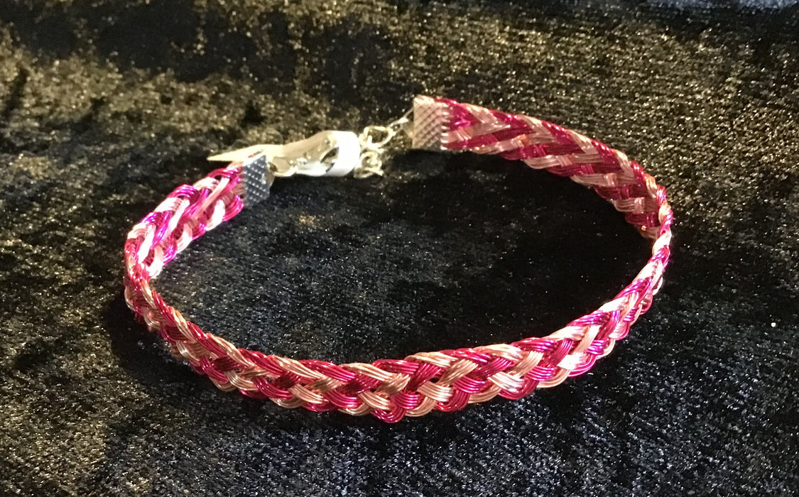 Hand woven wire Kumihimo adjustable colored bracelet.