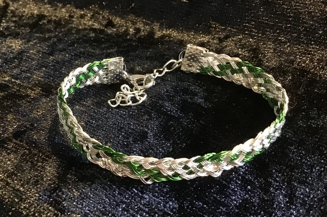 Hand woven wire Kumihimo adjustable colored bracelet.