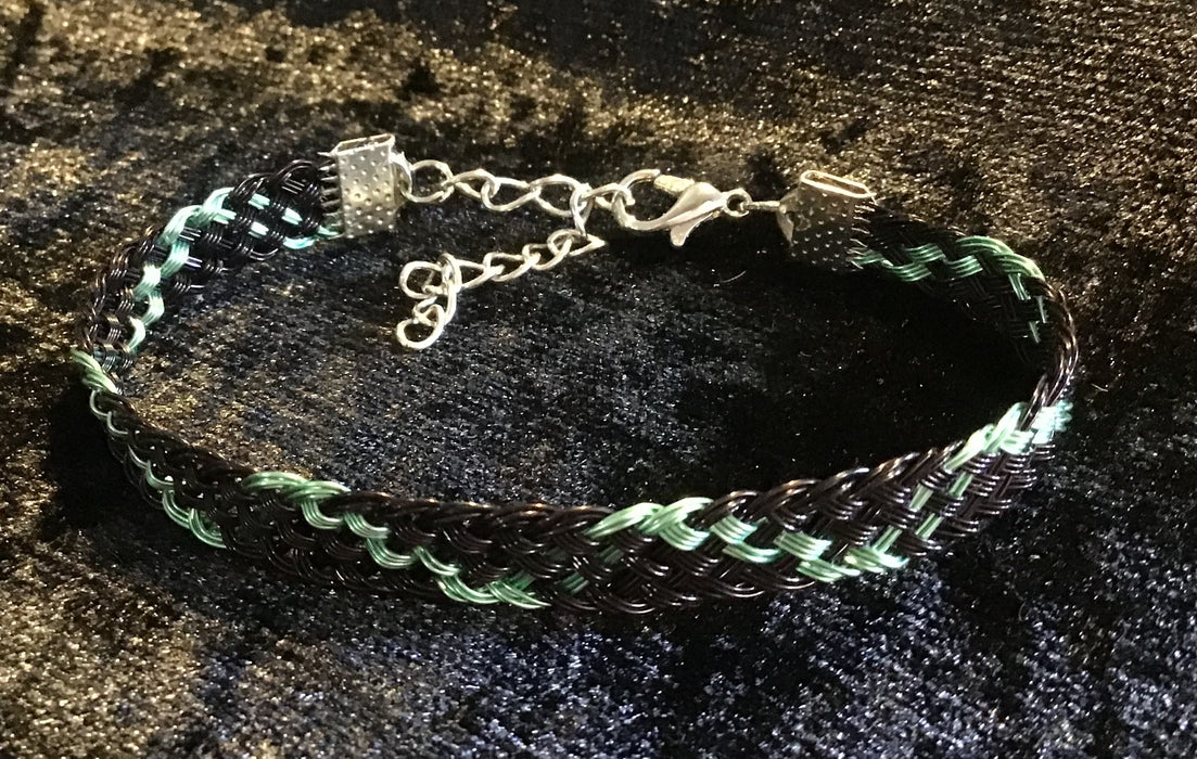 Hand woven wire Kumihimo adjustable colored bracelet.