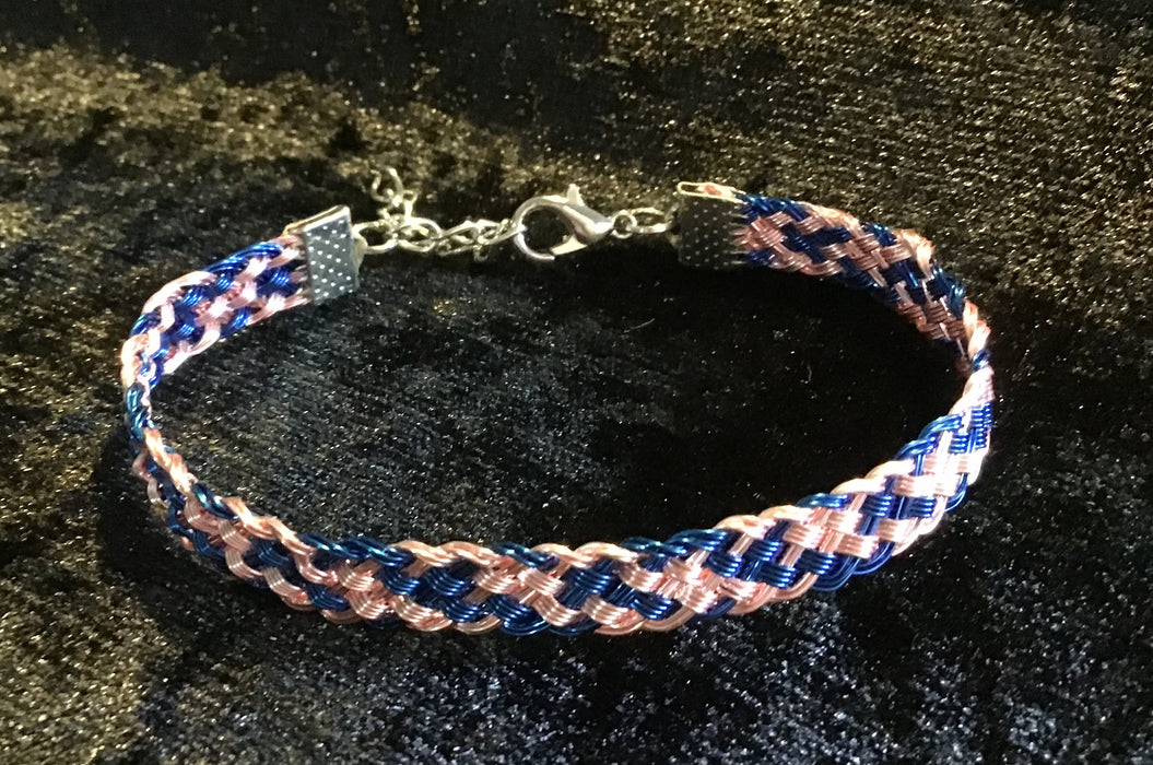 Hand woven wire Kumihimo adjustable colored bracelet.
