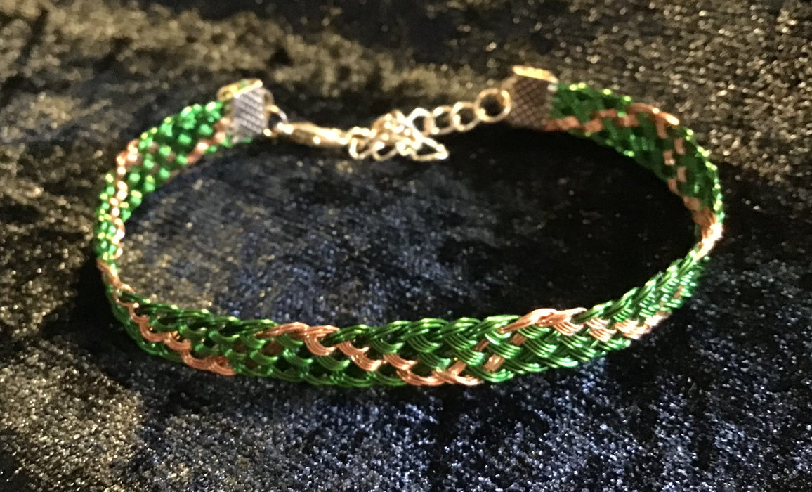 Hand woven wire Kumihimo adjustable colored bracelet.