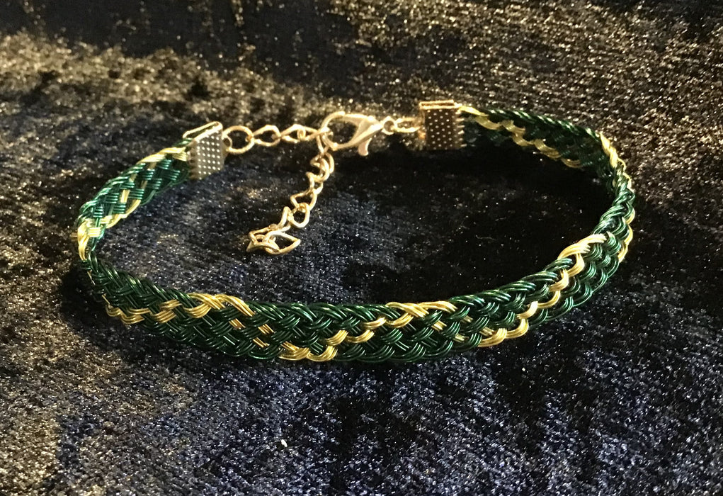 Hand woven wire Kumihimo adjustable colored bracelet.