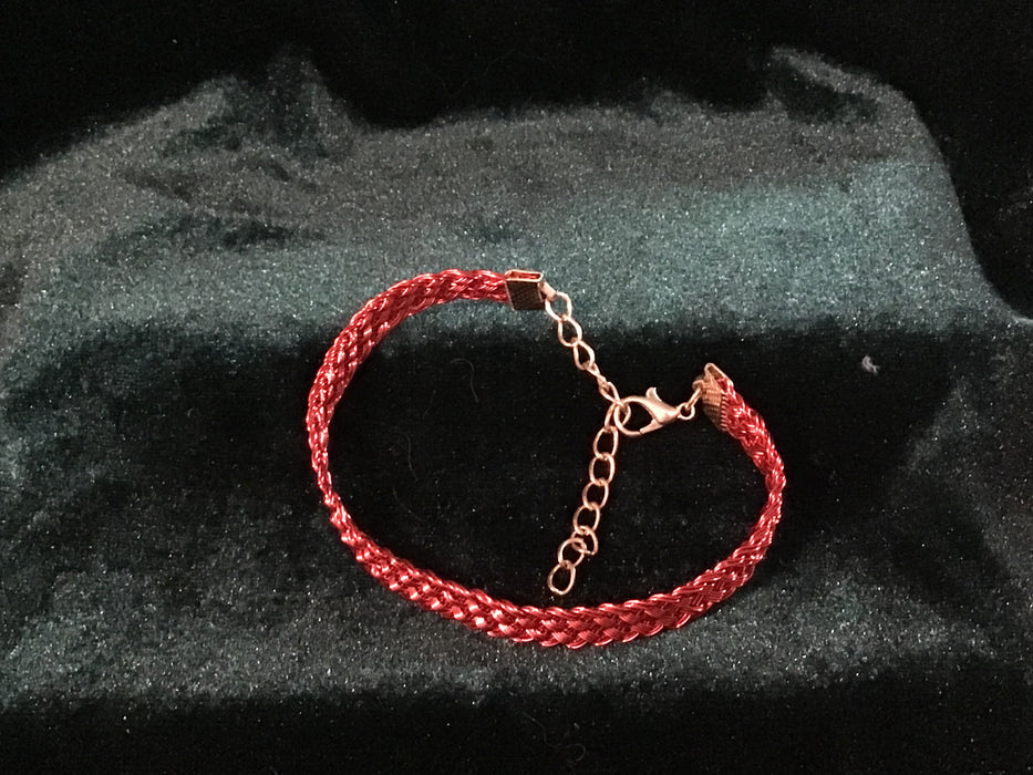 Hand woven wire Kumihimo adjustable colored bracelet.