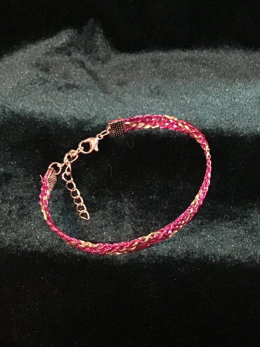 Hand woven wire Kumihimo adjustable colored bracelet.