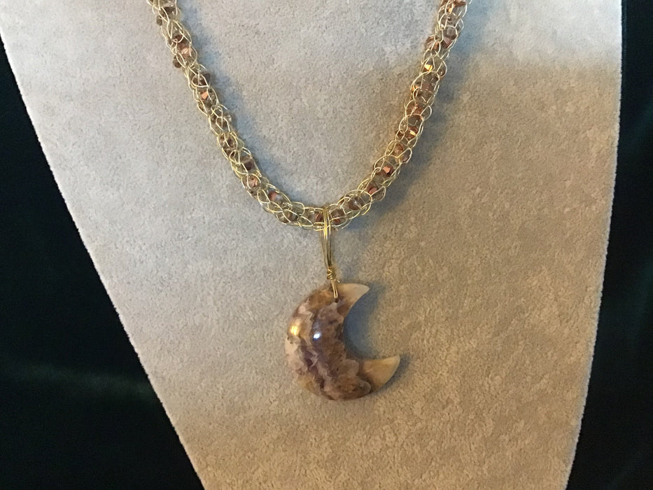 Handmade necklace chain with gemstone pendant