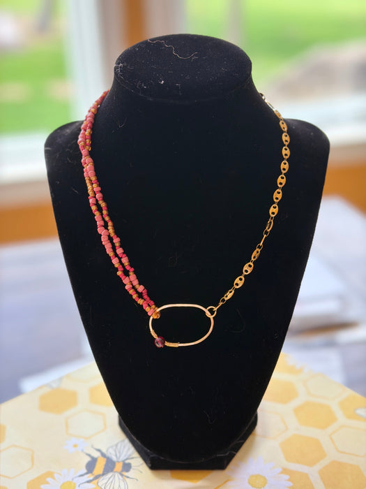 Beaded & Gold PVD necklace