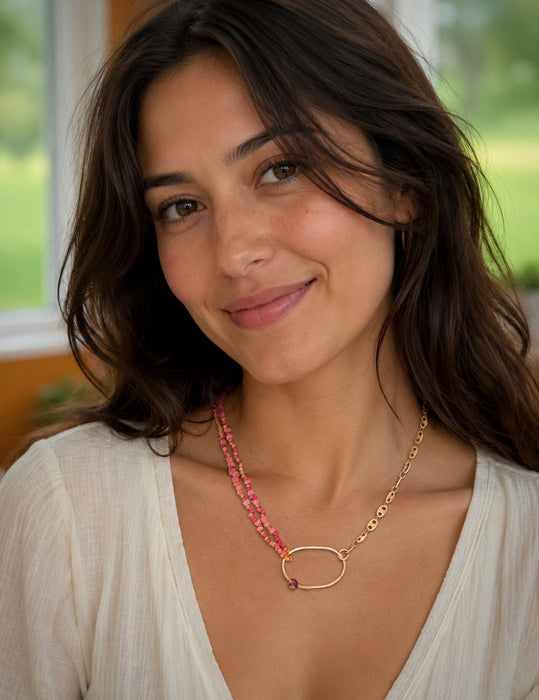 Beaded & Gold PVD necklace