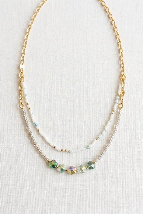 Crystal Daisy Beaded Necklace