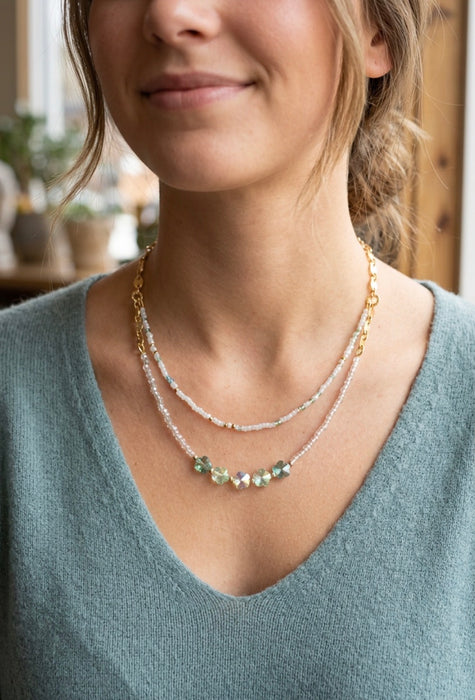 Crystal Daisy Beaded Necklace