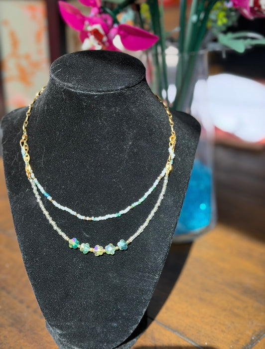 Crystal Daisy Beaded Necklace
