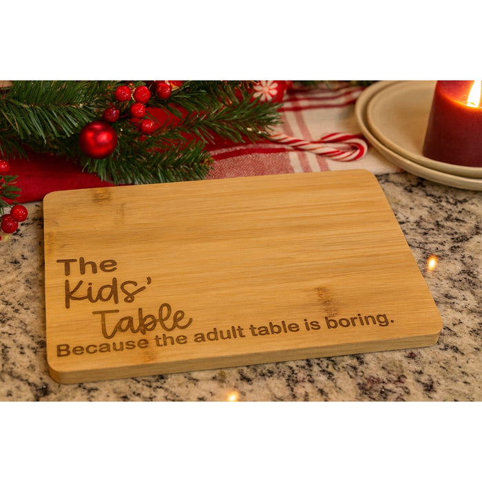 Kids’ Table Charcuterie Board – Engraved Bamboo Snack Board for Holidays & Parties