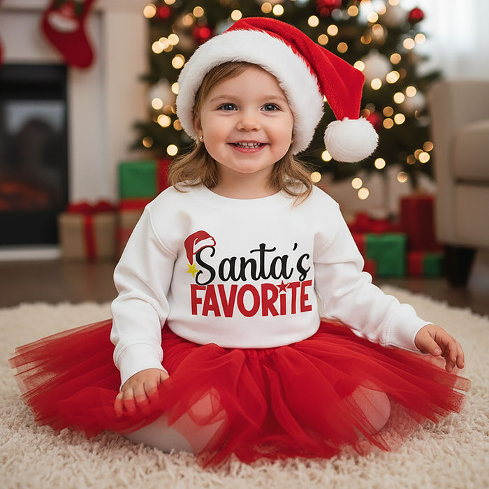 Santa's Favorite Funny Christmas Sweatshirt, Kids Holiday Outfit