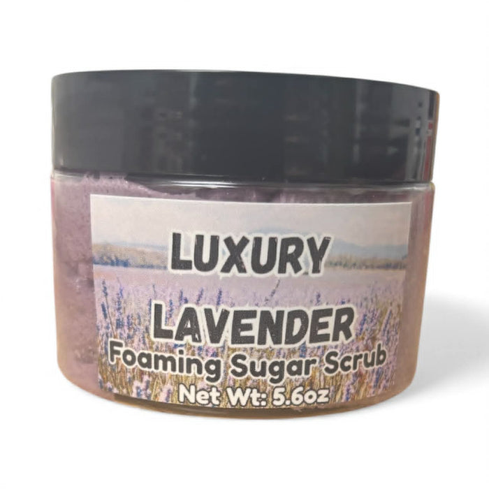Luxury Lavender Foaming Sugar Scrub | 5.6oz Exfoliating Body Polish | Lavender, Eucalyptus, Citrus & Clary Sage