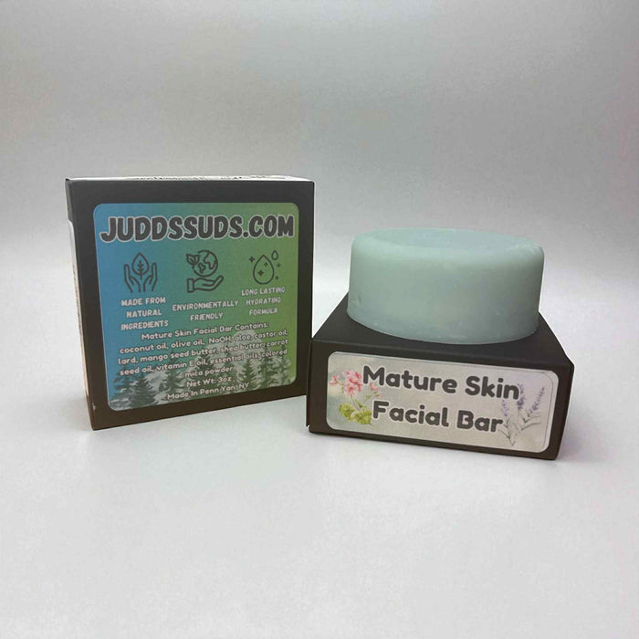 Pamper mature skin with this gentle facial bar. A nourishing, hydrating cleanser designed to support softness, balance, and a healthy, radiant glow.