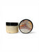Jar of oatmeal milk and honey beard butter with a black lid on a white background