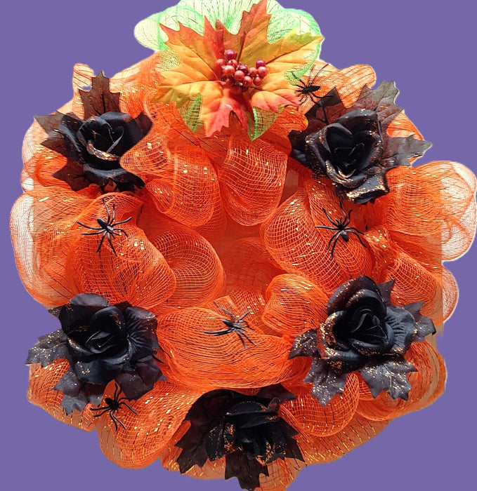 Halloween orange mesh wreath