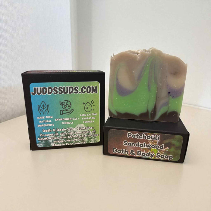 Patchouli & Sandalwood | Handmade Artisan Soap | Woodsy Blend, Spicy Red Cardamom & Amber Crystal | 4oz