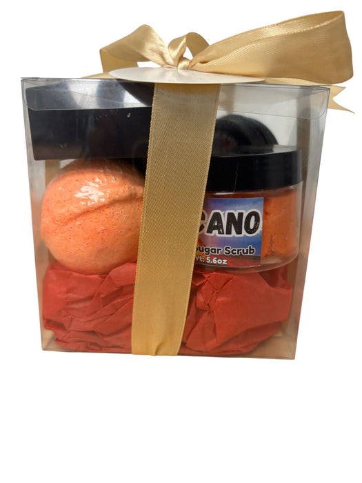 Volcano Gift Basket | Luxe Bath & Body Set | Citrus + Tropical Scent | Handmade Self-Care Gift | Perfect for Christmas & Special Occasions