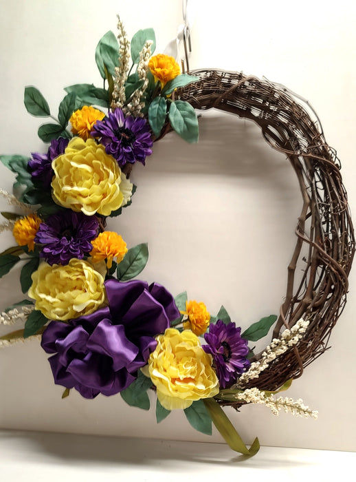 Spring grapevine wreath